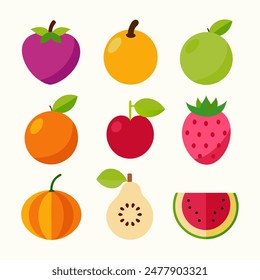 Colección de Ilustraciones de frutas vibrantes y coloridas para una vida sana y Diseños culinarios.