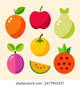 Vibrant and Colorful Fruit Illustrations Collection for Healthy Living and Culinary Designs.