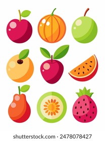 Vibrant and Colorful Fruit Illustrations Collection for Healthy Living and Culinary Designs.