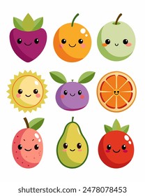 Vibrant and Colorful Fruit Illustrations Collection for Healthy Living and Culinary Designs.
