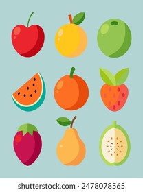 Vibrant and Colorful Fruit Illustrations Collection for Healthy Living and Culinary Designs.