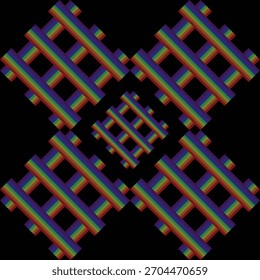 Vibrant Colorful Geometric Fractal Pattern Background – Abstract Rainbow Symmetry Design, Multicolor Repeating Shape Artwork, Modern Digital Art Texture for Creative Projects and Graphic Design