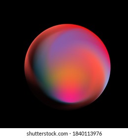 Vibrant colorful gradient blurred circle, abstract neon spot on dark background.