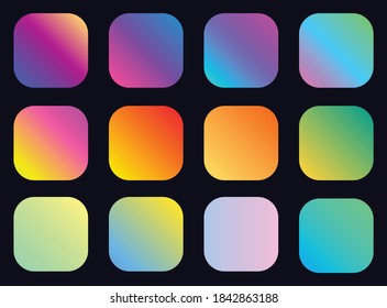 Vibrant colorful gradient swatches set
