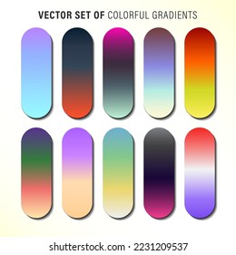 Vibrant colorful gradients pallete  An example bright color swatches  