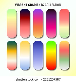 Vibrant colorful gradients pallete  An example bright color swatches  