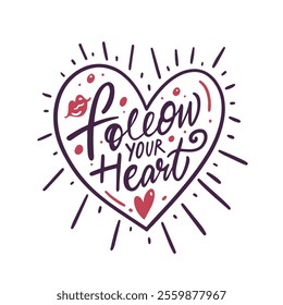 A vibrant and colorful heart illustration with the phrase Follow Your Heart designed for personal inspiration