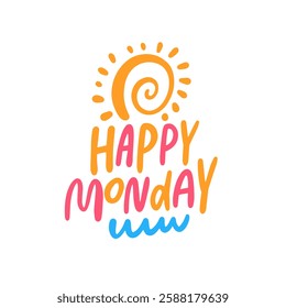 A vibrant and colorful illustration is created to celebrate the arrival of Monday with an uplifting sunny vibe