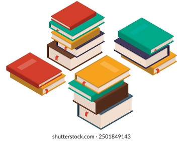 A vibrant and colorful illustration featuring a stack of various books, ideal for educational and media applications