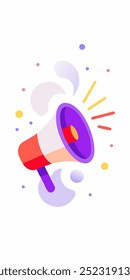 A vibrant and colorful illustration of a megaphone, perfect for adding a touch of playfulness to your designs. This attention-grabbing graphic is ideal for projects related to communication.