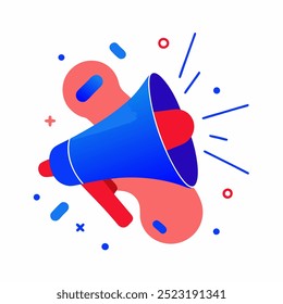 A vibrant, colorful illustration of a megaphone, perfect for adding a bold and attention-grabbing touch to your designs. Use it to highlight important announcements, news, or promotions.