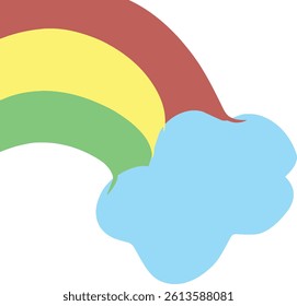 A vibrant and colorful illustration of a rainbow spanning from a blue cloud,set against a white background,evoking feelings of optimism,positivity, and creativity perfect for conceptual artwork,design