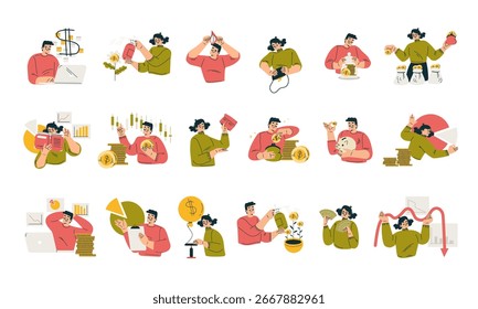 Ilustraciones vibrantes y coloridas que capturan diversas actividades diarias y una gama de emociones