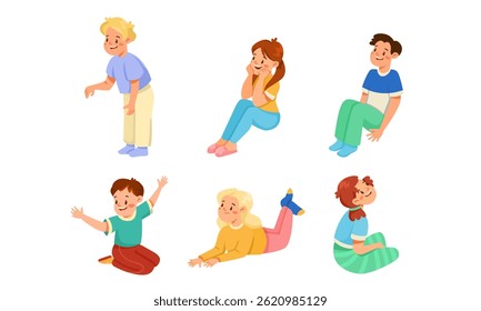 Vibrant and Colorful Illustrations Depicting Children Showcasing Various Emotions and Activities