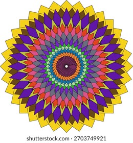 Diseño de arte abstracto psicodélico de patrón geométrico de mandala colorido vibrante