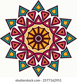 "Vibrant colorful mandala, radiating harmony."