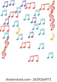  Vibrant, colorful musical notes pattern on a white background. Perfect for music themed projects, creative designs, and decorative elements. Ideal for backgrounds, prints, and digital artwork.