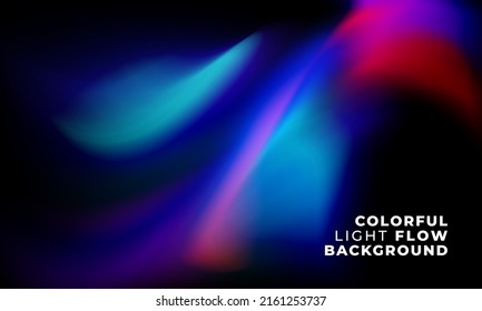 Vibrant colorful neon glow flowing waves on dark black background