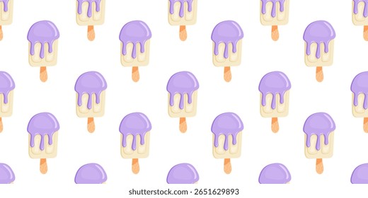 Um padrão vibrante e colorido de Ice Cream exibido em um fundo branco limpo