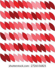 A vibrant and colorful pattern of red leaves arranged in horizontal rows isolated on a transparent background The leaves vary in shades of red creating a visually appealing gradient effect Ideal for design projects web design and graphic arts
