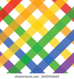 Vibrant Colorful Plaid Pattern with Intersecting Diagonal Lines
