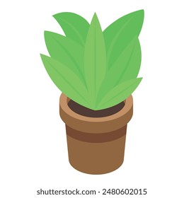 Vibrant and colorful potted plant isometric illustration in a simplistic, modern, and ecofriendly vector design, perfect for indoor decoration and sustainable gardening