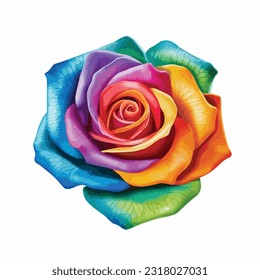 vibrant colorful rose clip art white background