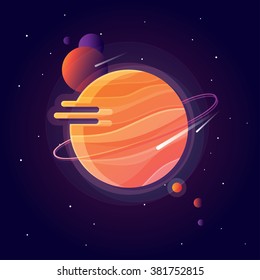 Vibrant colorful solar system planets vector illustration. Space, rockets, planets and stars in modern contemporary design. Fast liquid style trend. Space exploration concept