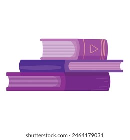 Vibrant and colorful stacked purple books illustration for education. Literature. And reading lovers in digital art and graphic design. Knowledge. And learning purposes