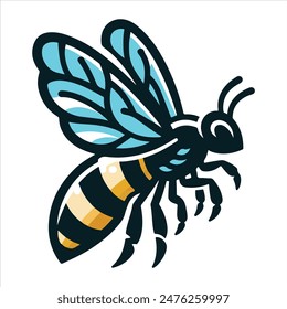 Vibrant Colorful Stylized a cute bee vector art white background.