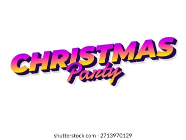 A vibrant and colorful text design featuring the words Christmas Party in a bold, playful font with a gradient effect.