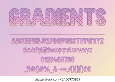 Vibrante diseño de tipo de letra colorido. Conjunto de fuentes elegantes