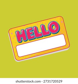 Una Ilustración vectorial vibrante y colorida de una etiqueta con el nombre "Hola", perfecta para la personalización y varios proyectos de diseño.