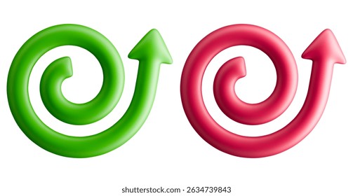 Vibrant and colorful vector image of outward spiral arrow symbols