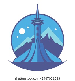 A vibrant and colorful vector mix icon for Seattle and Jakarta, perfect for labels, badges, stickers, and logo templates. This design merges the unique elements of both cities, creating a dynamic and 