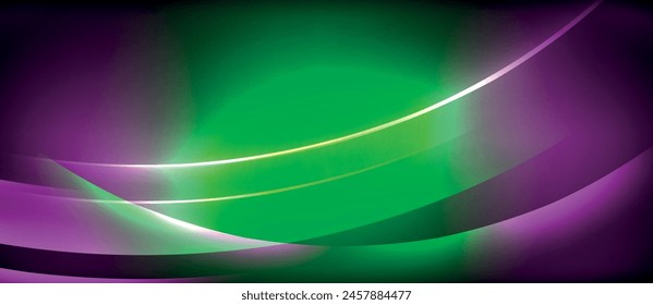 Vibrant colorfulness of electric blue and magenta create a neon wave on a black background, evoking a visually striking art piece with a lens flare effect