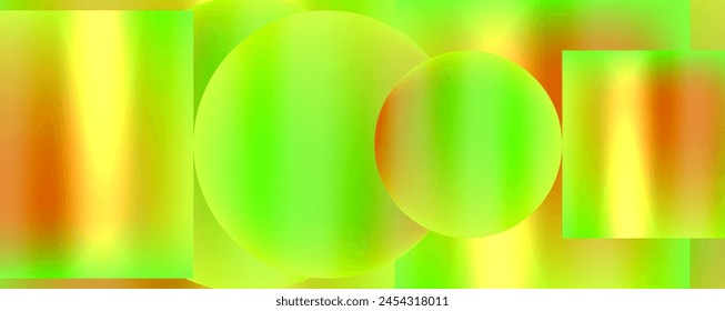 Vibrant colorfulness and intricate patterns combine in an artful display of circles and squares on an electric blue background. Symmetry and graphics create a visually striking composition