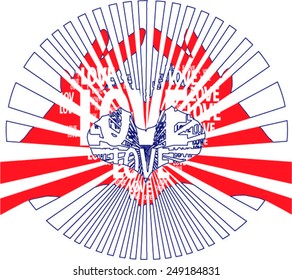 Vibrant colors abstract lines background with hands icon, Become LOVE heart design together and LOVE words vector print Pattern. For Valentines day celebration and greeting. T shirt print.