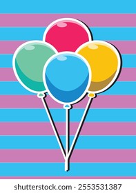 Vibrant colors of the balloons Retro stickers vibe