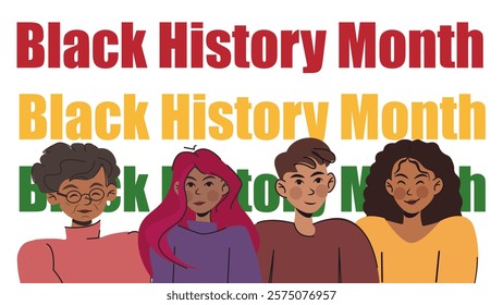 Vibrant colors celebrate Black History Month as diverse individuals share their stories and experiences, highlighting unity and cultural heritage in a festive atmosphere.