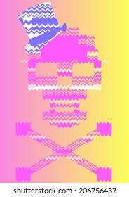 vibrant colors interpreted differently on gradient background illustration of a skull. This pattern has been created by the zigzag effect vector for teen clothing fashion fabric pattern design. 