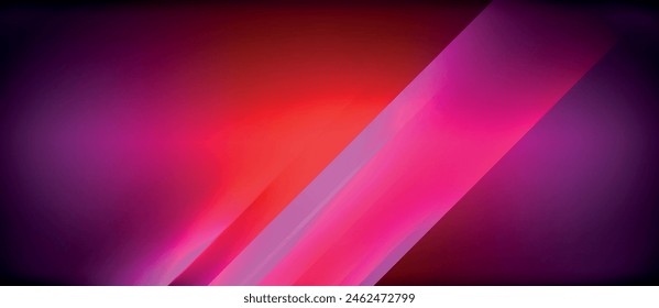 Vibrant colors like purple, pink, magenta, and electric blue contrast on a red background with a glowing diagonal line, creating a neon graphics pattern