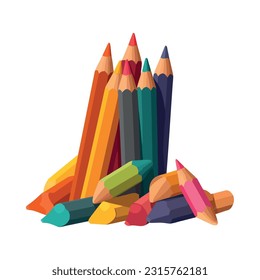 Vibrant colors of pencils create artistic backdrop icon isolated