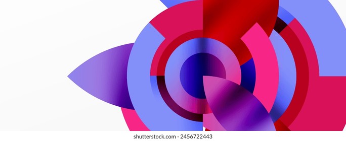 Vibrant colors of red, purple, and electric blue in a circle pattern on a white background. This artistic painting showcases the beauty of symmetry and colorfulness