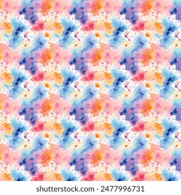 Vibrant and colourful watercolour painting with abstract splatters, shapes and lines creating a sense of movement and energy, for printing, bed linen, clothes, textile