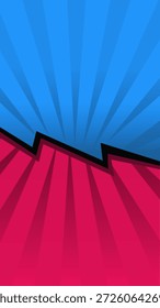Un fondo vibrante inspirado en el cómic con una sorprendente división en zigzag entre una sección superior azul brillante y una sección inferior roja audaz, ambas con líneas radiantes.
