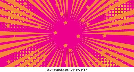 Quadrinhos vibrantes Burst Fundo - Laranja e rosa celebração