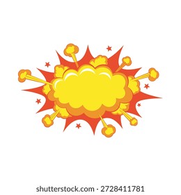 a vibrant comic explosion graphic with yellow and orange bursts and star accents