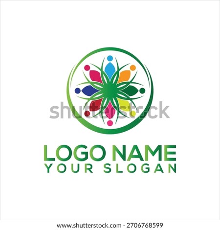 Vibrant Community Unity Logo with Diverse Human Figures in Green Circle