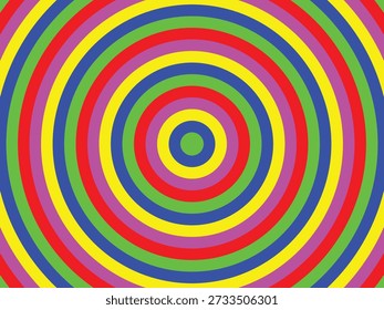 Vibrant concentric circles in bright neon colors, radiating outward with a bold, hypnotic pattern, ideal for eye-catching design elements